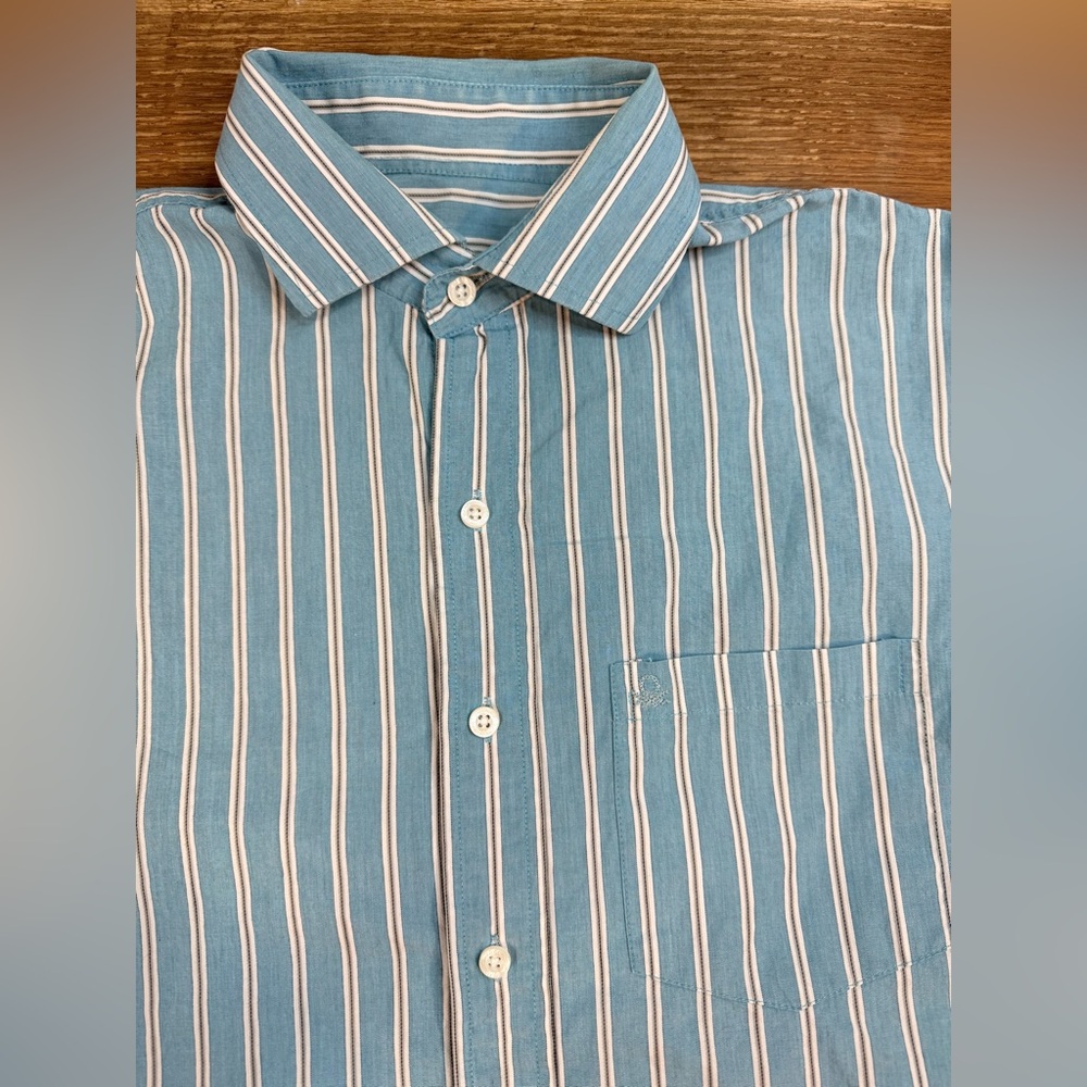 United Colors of Benetton Striped Shirt Mens XL Blue Preppy Collegiate Acadamia